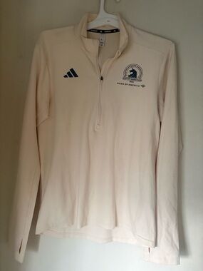 2024 Boston Marathon Adidas Off-White Running Shirt